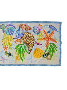 Me369 River Magic Ocean Print Pareo Scarf Shell Starfish One Size